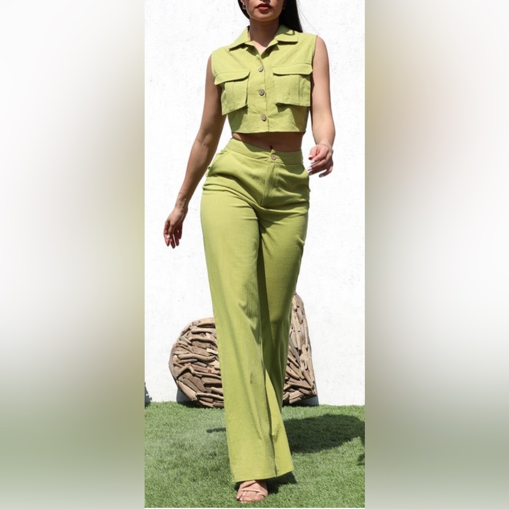 Cropped Vest Pant Set